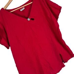 Oh My Gauze! Red Short Sleeve Boxy Blouse